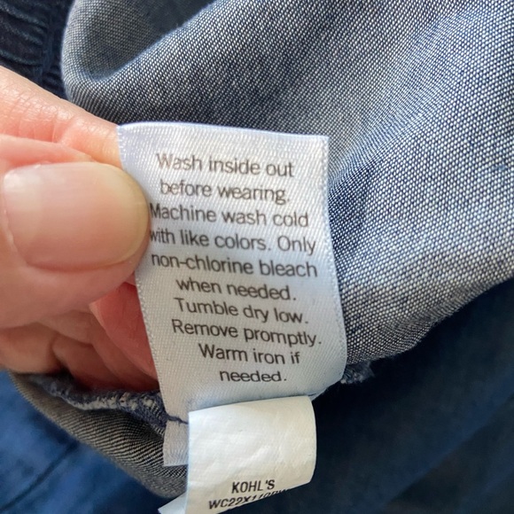 Croft & Barrow NWT Wide Leg Pull On Blue Chambray Cropped Pants Size XL - Picture 7 of 13